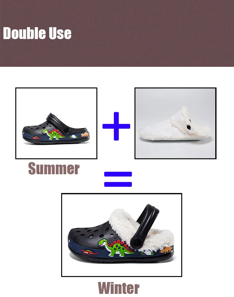 Sandalias de invierno para niños, zapatillas de piel para niños, zapatos para niñas, zuecos antideslizantes, sandalias bonitas de dibujos animados para niñas, zapatos para niños