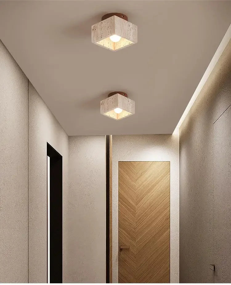 Lámpara de techo LED de piedra travertino, accesorio de iluminación para pasillo, sala de estar, comedor, decoración de dormitorio, lámpara de techo