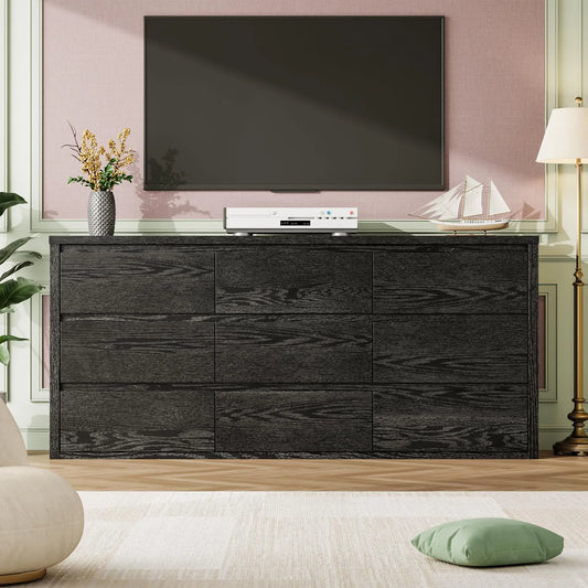 Cómoda moderna de 9 cajones de la marca GarveeLife, ideal para el dormitorio: amplia cómoda de madera, gran espacio de almacenamiento, mueble versátil para la sala de estar, el pasillo o la entrada.