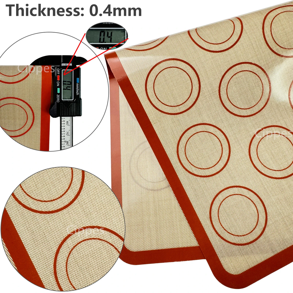 Estera de silicona para horno, fina de 0,4mm, reutilizable, antiadherente, resistente al calor, revestimiento de hojas, herramientas para hornear para galletas, 1 ud.