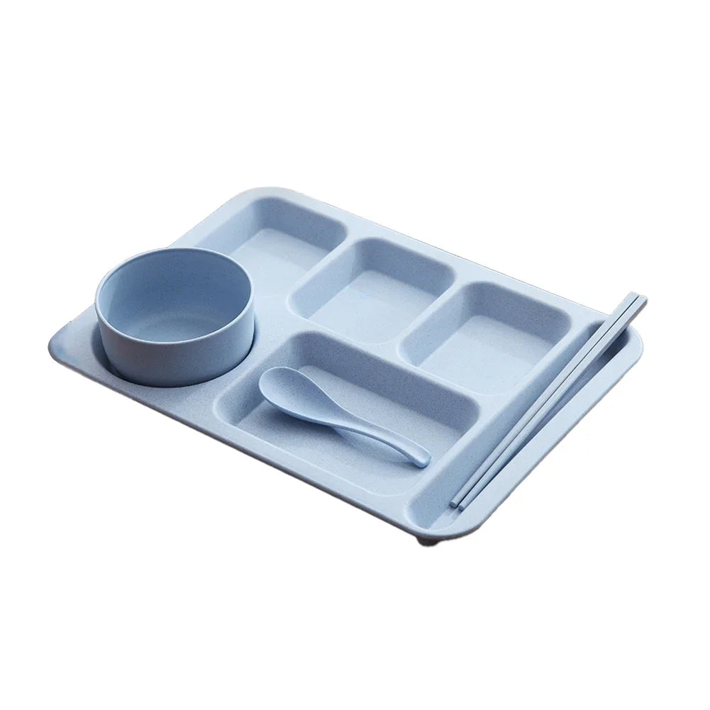 1 Juego de platos de comida para estudiantes, cuencos de comida rápida, platos de comida anticaída para el hogar, plato de separación, juego de tazas, juego de cena, assiette de servicio