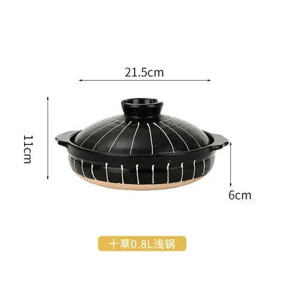 Cazuela de cerámica de estilo japonés, olla pequeña negra, cacerola de arcilla, utensilios de cocina para el hogar, suministros de cocina, olla para sopa, 1 Uds.