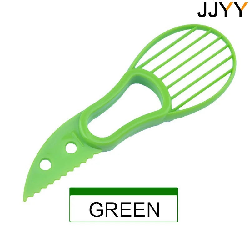 JJYY 3 en 1 rebanador de aguacate Shea Corer mantequilla pelador de frutas cortador separador de pulpa cuchillo de plástico herramientas de cocina para verduras
