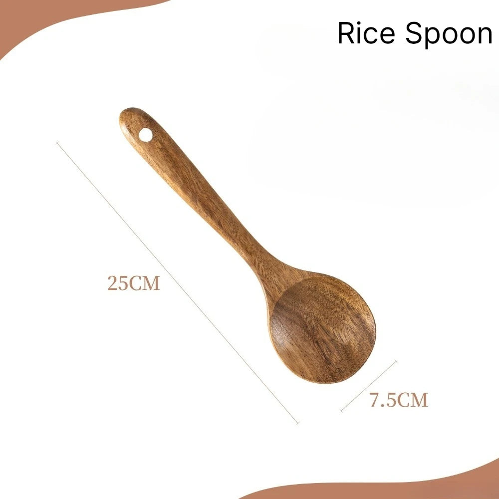 Juego de 5 Utensilios de Cocina de Madera Natural, Espátulas y Cucharas Antiadherentes, Regalo para Mamá en Acción de Gracias o Navidad, Accesorios de Cocina