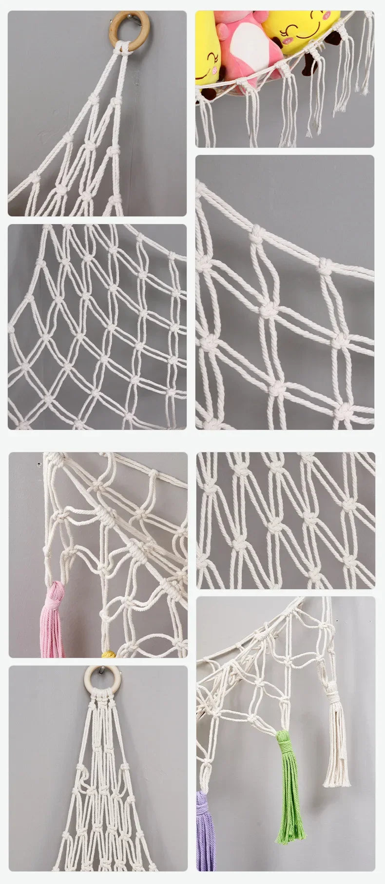 Hammock Net Toys Storage Boho Decor Children Room Toys Stuffed Animals Toys Hammock Net Organize Bohemia Soft Storage Swing