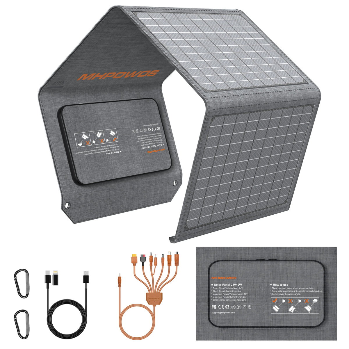 MHPOWOS 40W Panel Solar plegable 5V USB cargador de batería portátil para teléfono móvil banco de energía impermeable al aire libre para acampar