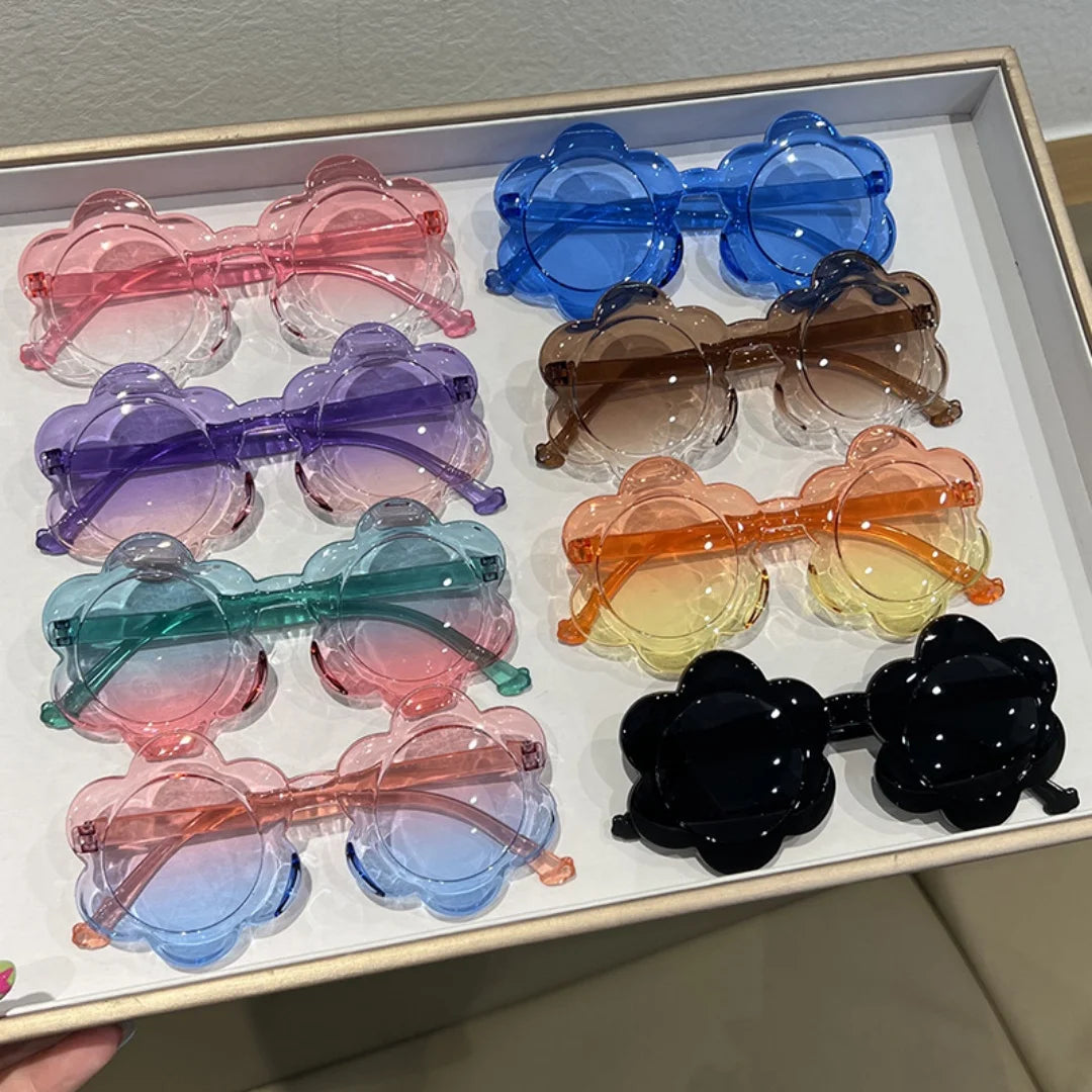 Gafas de sol con forma de flor para mujer, gafas de sol con montura de pétalos a la moda, protección UV385, lentes transparentes coloridas, gafas para fiesta en la playa