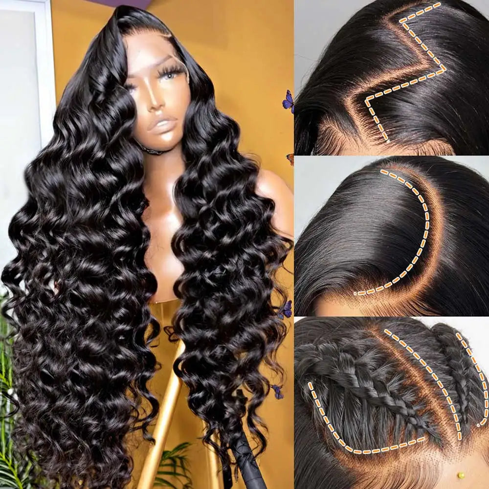 Pelucas frontales de onda profunda suelta HD 13x4 13x6 40 42 pelucas de cabello humano Frontal de encaje rizado profundo de agua Remy 5x5 peluca sin brillo cabello humano