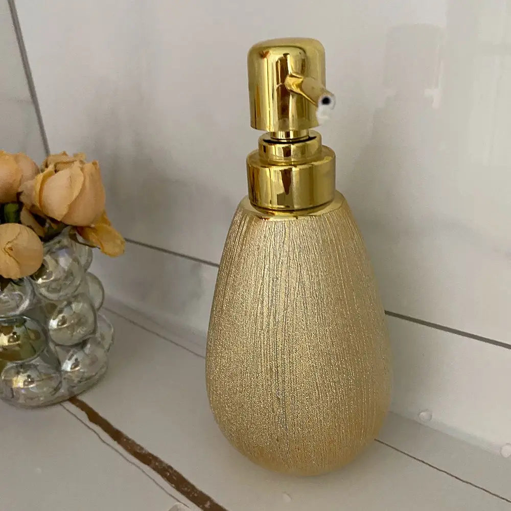 Botellas portátiles con bomba de prensa de cerámica de 400ml, botella de loción dorada de lujo, botella vacía de desinfectante de manos nórdica, contenedor de artículos de tocador