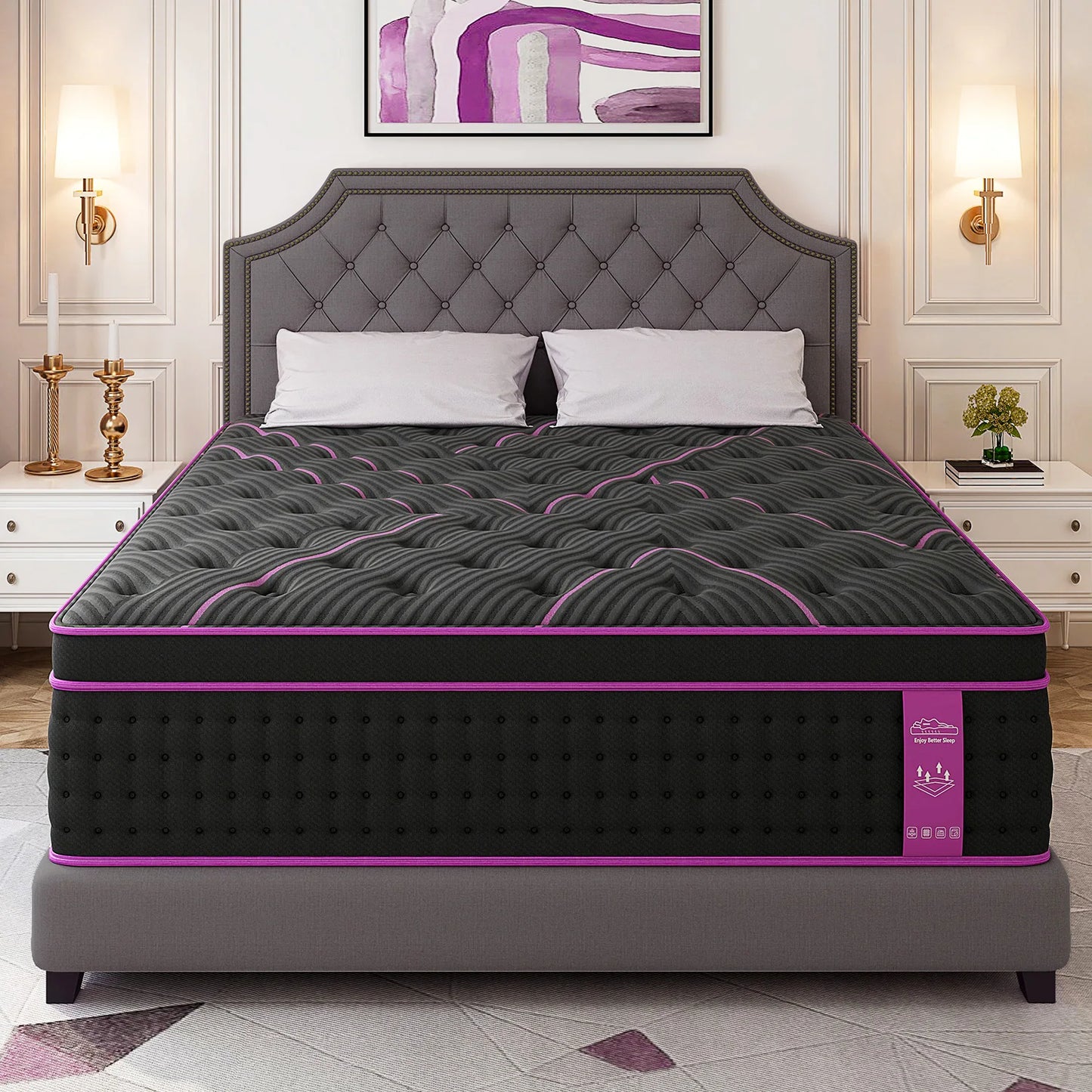 Medium Firm Hybrid Mattress in a Box 12/14 Inch Gel Memory Foam Pocket Spring Fiberglass-Free Cooling Motion Isolation
