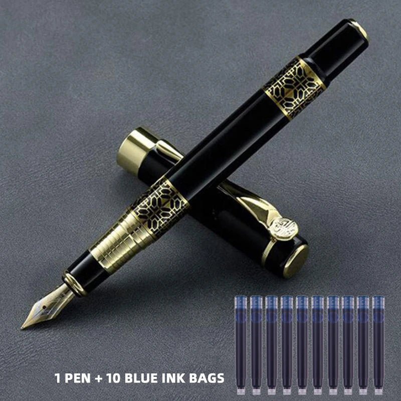 Pluma estilográfica de grano de madera de Metal, suministros escolares, bolígrafos para estudiantes, suministros de papelería, pluma estilográfica de alta calidad