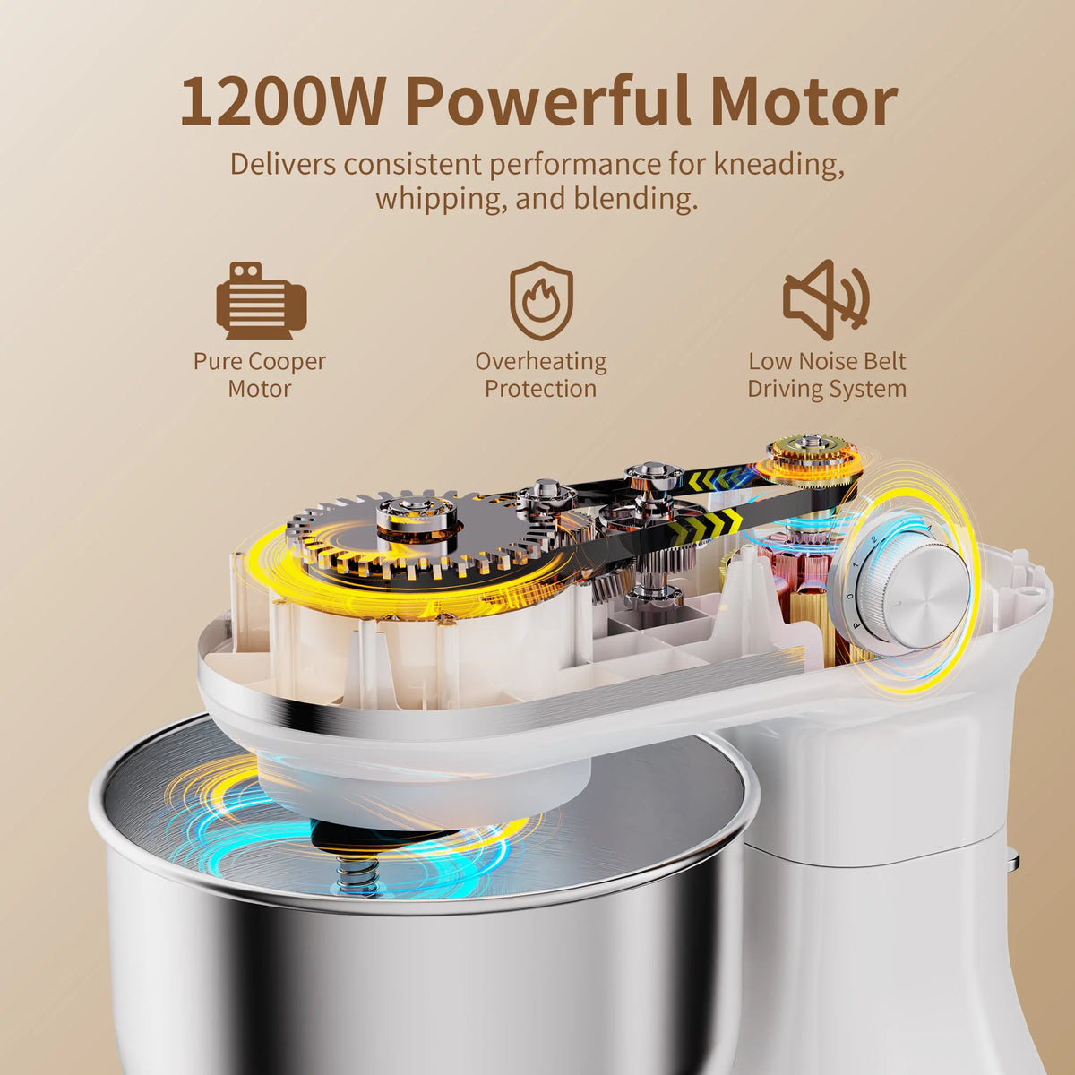 Batidora de Pedestal BioloMix de Doble Tazón y 8 Velocidades – Tazones Intercambiables de 5.5L y 4L, Batidor de Varillas, Gancho Amasador y Batidor Plano