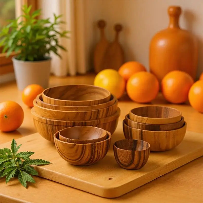 Tazón para ensalada de madera, práctico y duradero, soporte de almacenamiento para cocina, cubiertos, diseño natural simple, contenedor de alimentos