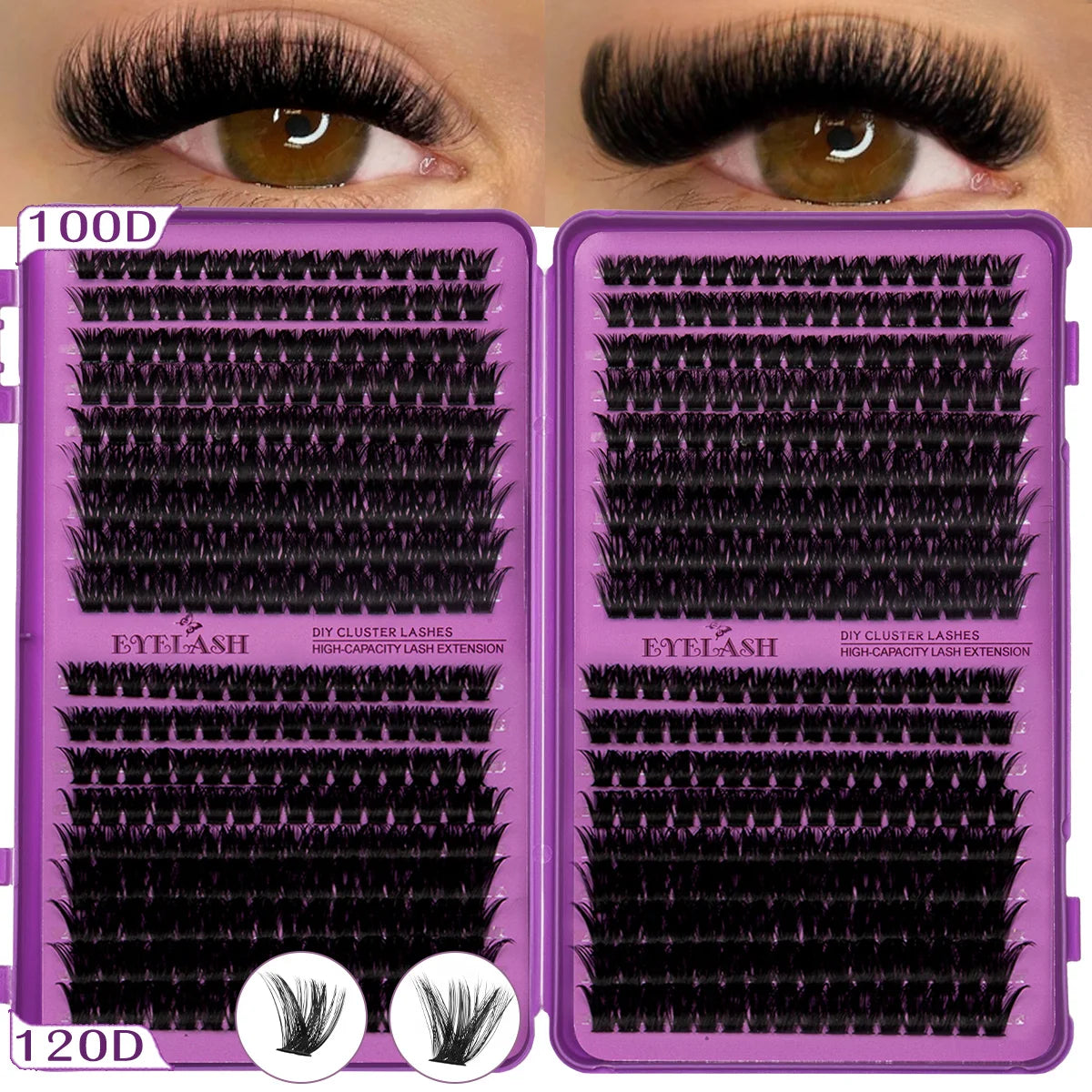 Extensiones de Pestañas Individuales con Curvatura D, Alta Capacidad, Densas, de 8-16 mm, Aptas para Diferentes Maquillajes, de Larga Duración