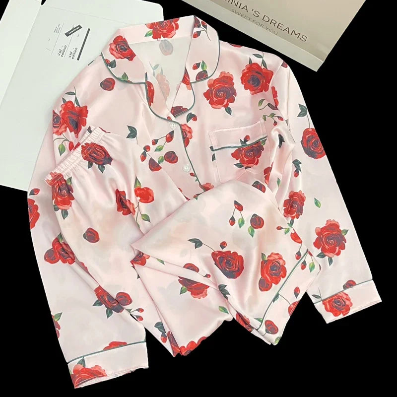 Ropa de dormir con estampado de estética para mujer, pijamas dulces Y2k, estilo europeo, elegante, con clase, a la moda, primavera y otoño