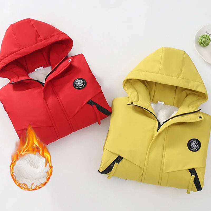 Abrigo de Felpa y Algodón para Niños, Otoño-Invierno 2026, Parka para Niños de 4 a 14 Años, Chaqueta con Capucha, Impermeable, Gruesa y Cálida, Cortavientos Informal