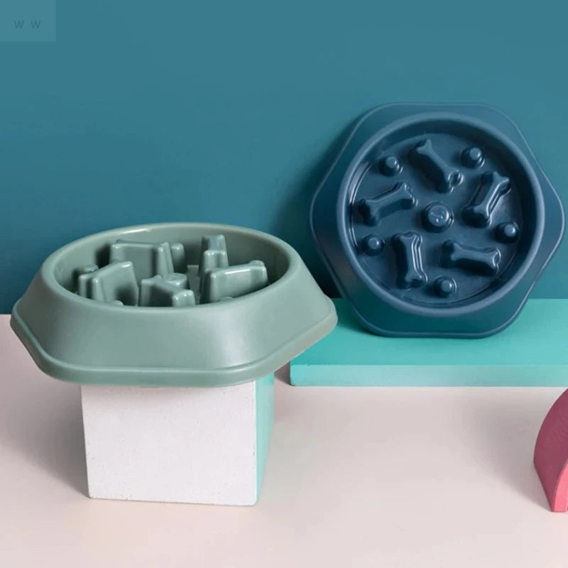 Cuenco de comida lenta para mascotas, alimentador antiasfixia, plato de plástico PP, plato para comer para perros en casa, suministros de alimentación antiolpes