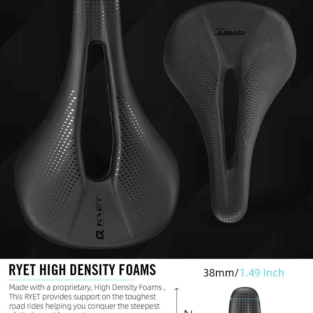 RYET-sillín de carbono para bicicleta con estampado 3D, 140mm, 142mm, superligero, para carreras de montaña, EVA, cojín para asiento de bicicleta, pieza de asiento para ciclismo