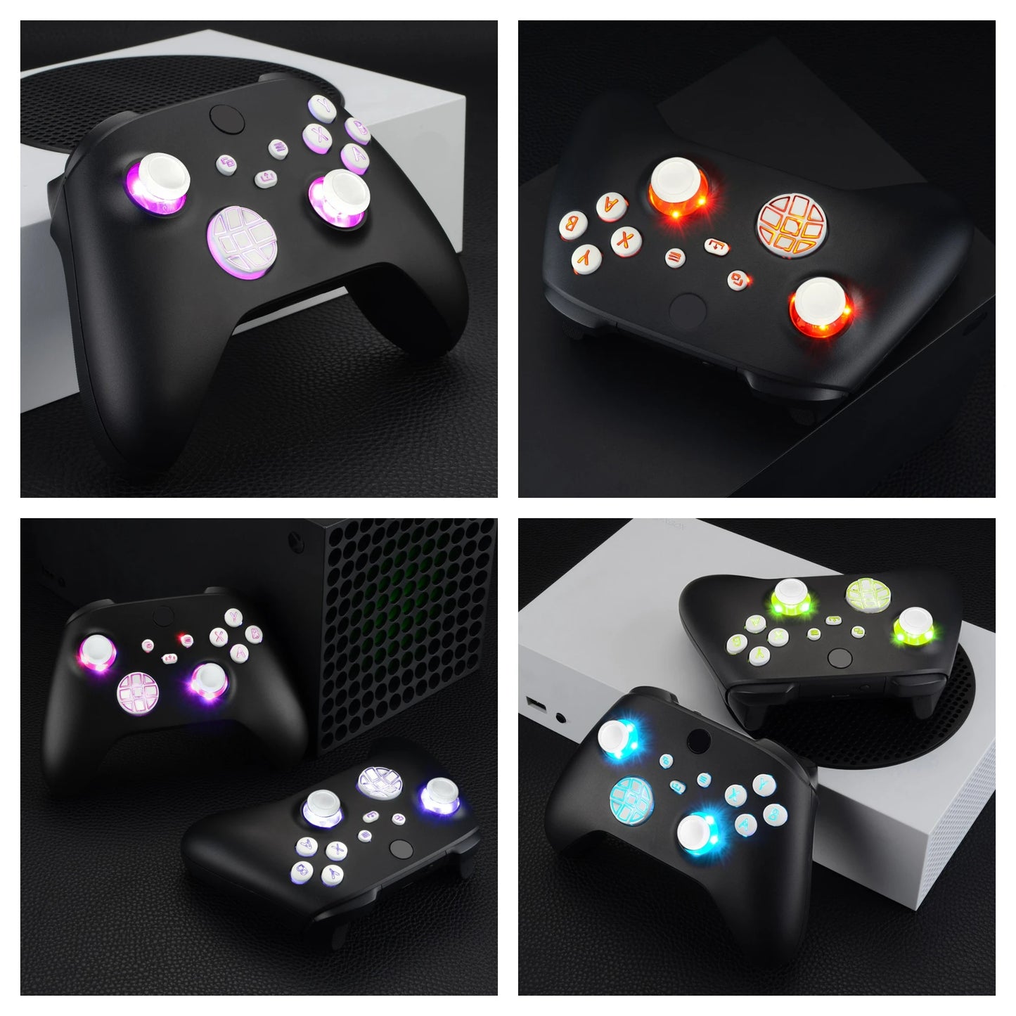 eXtremeRate Kit LED DTF V2 luminoso multicolor para controlador Xbox Series X/S modelo 1914, botones de palanca de mando D-pad
