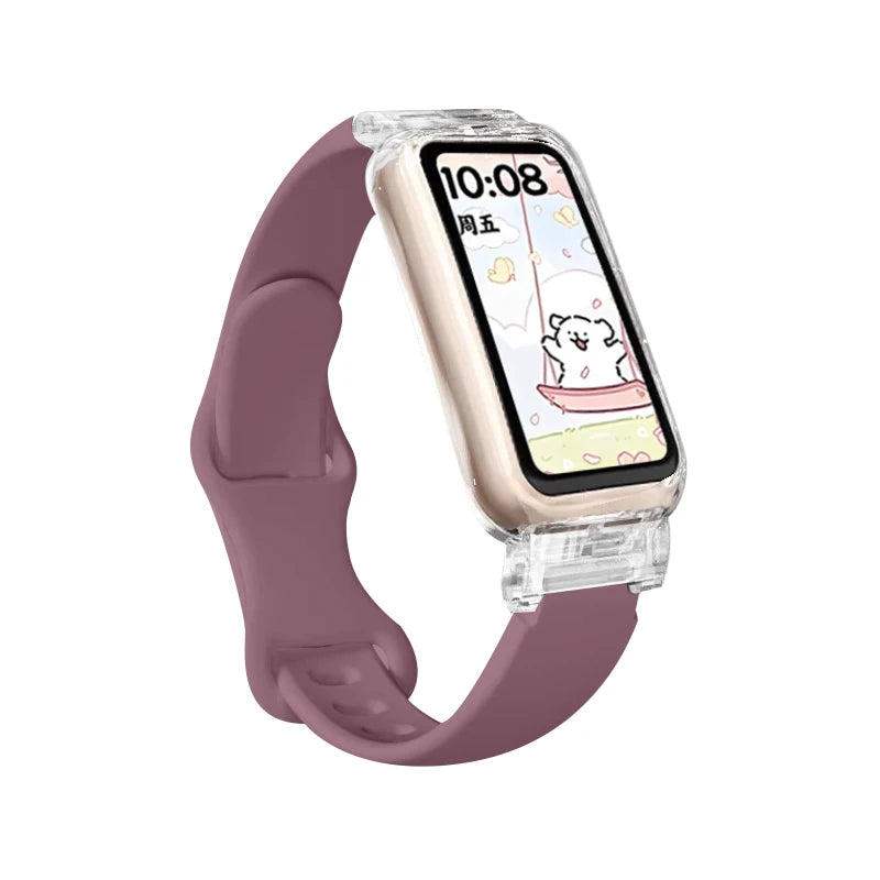 Funda transparente + correa para Huawei Band 10/9/8, accesorios, pulsera deportiva de silicona, correa para Huawei Band 10 9 NFC/8 NFC