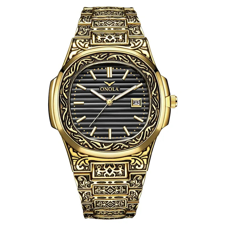 Relojes para hombre ONOLA, relojes de pulsera de cuarzo informales a la moda, reloj masculino de marca superior, relojes de pulsera de cuero de lujo con calendario