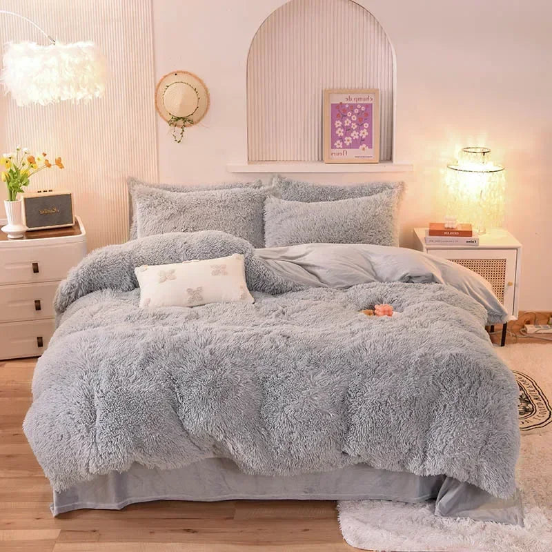 Juego de funda nórdica de felpa de lujo de 3/4 piezas: ropa de cama acogedora y suave, perfecta para el confort del dormitorio, ideal para habitaciones de invitados y dormitorio Aesth