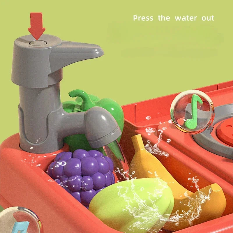 Juguete de Cocina de Simulación para Niños, Mesa de Cocina con Sonido, Utensilios de Cocina para Niñas, Juego de Juguetes Educativos para Cocinar