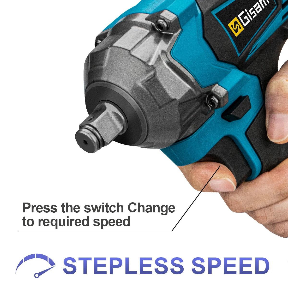 Llave de impacto eléctrica sin escobillas, destornillador inalámbrico de 1/2 pulgadas, herramientas eléctricas sin batería para batería Makita de 18V, 1200n. M
