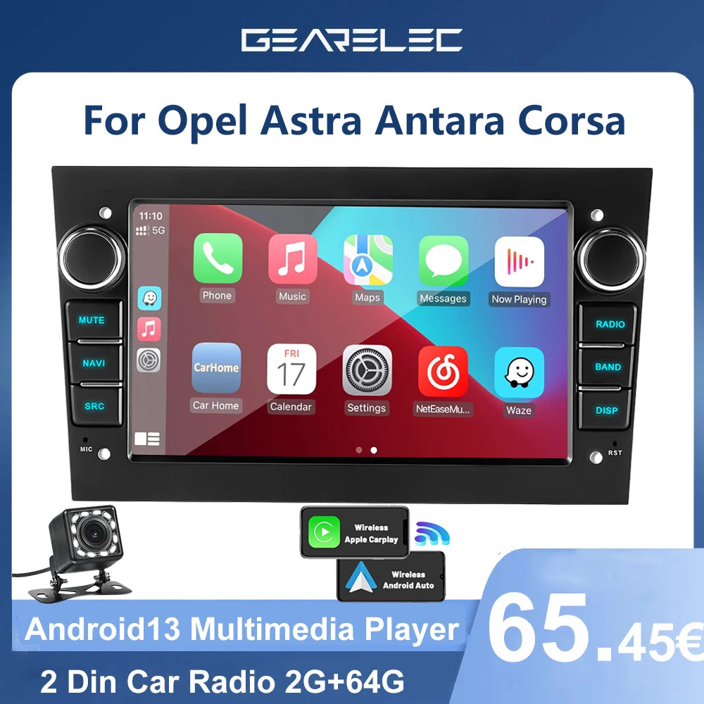 Radio Multimedia de coche 2Din para Opel Astra Antara Corsa 7 pulgadas inalámbrico CarPlay Android Auto receptor de Radio FM reproductor estéreo de coche