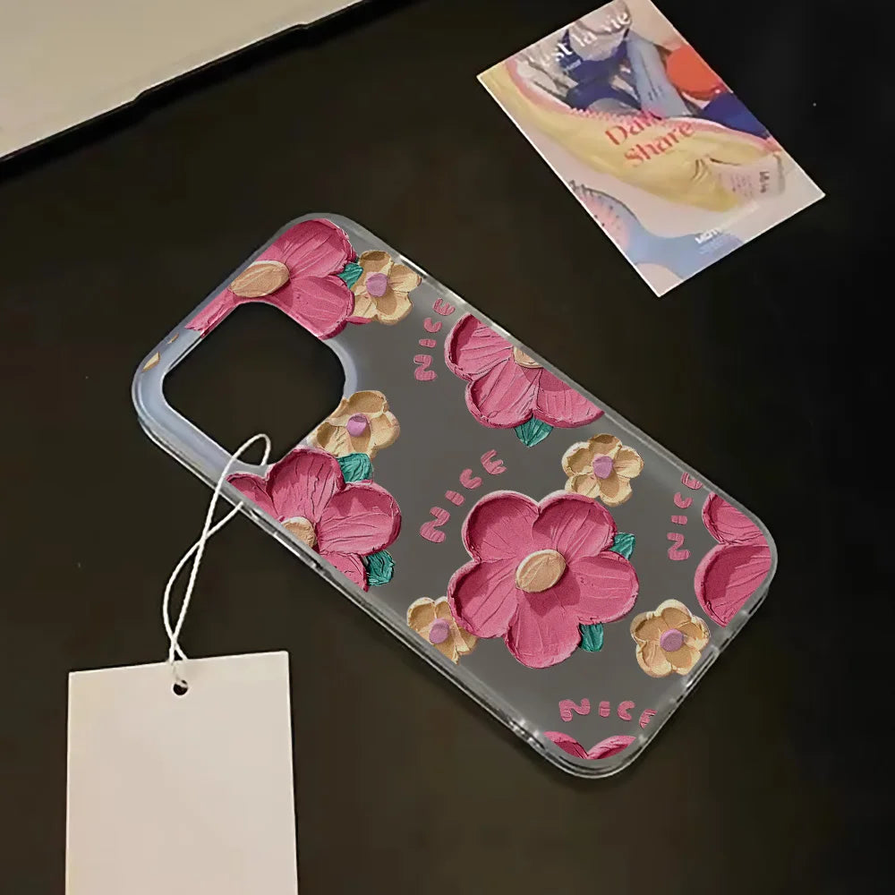 Fundas de teléfono de silicona suave mate para iPhone 15 funda iPhone 16 13 17 Pro Max 14 11 12 Pro 15 16 Plus funda transparente a prueba de golpes con flores