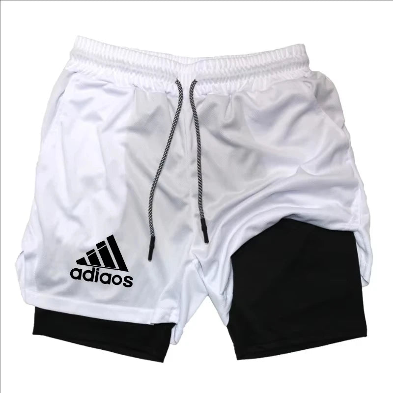 Pantalones cortos de compresión para hombre, pantalones cortos deportivos de entrenamiento para correr, pantalones cortos de secado rápido para gimnasio de verano en uno