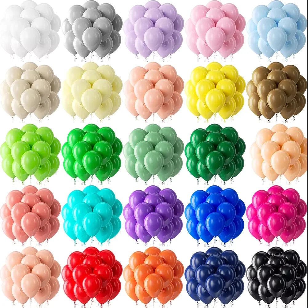 10/20/30 Uds. Globos de Látex Rojos, Negros y Blancos de 5/10/12 Pulgadas, Globos Rosa Intenso, Azules y Marrones para Decoración de Fiestas de Cumpleaños, Bodas y Baby Shower