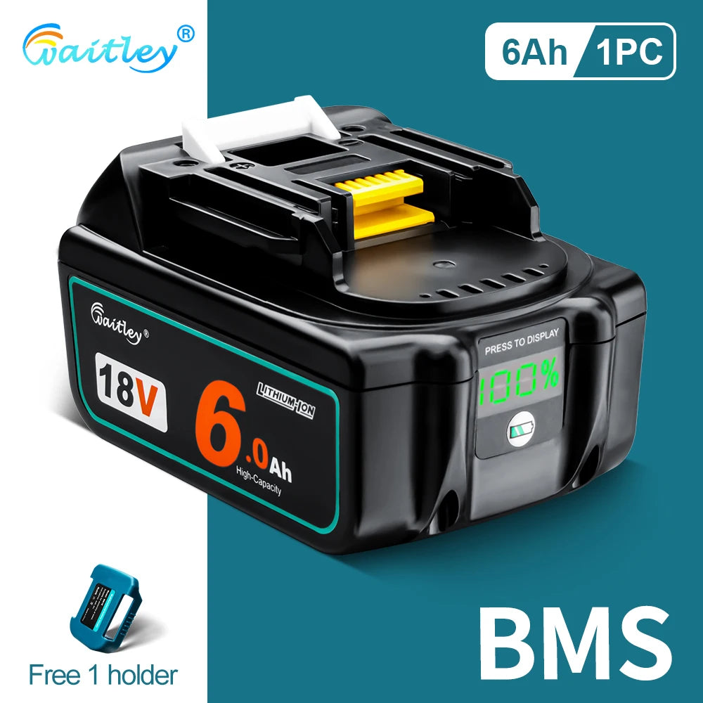 Waitley-batería recargable de iones de litio para herramientas eléctricas Makita, 18 V, 6.0Ah, BL1860b, BL1860, BL1830b, BL1850b, BL1840, 6Ah