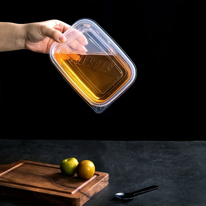 Juego de 6 Recipientes Transparentes Apilables de Plástico para Almacenamiento de Alimentos con Tapas Azules y Marcas de Medición—Reutilizables, Aptos para Lavavajillas