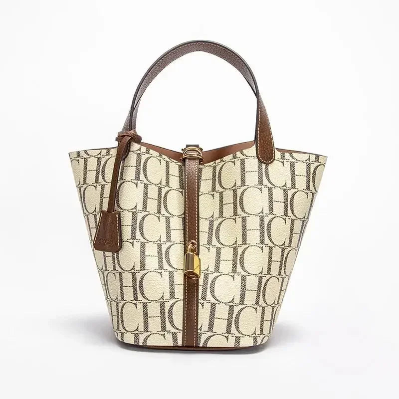 CH-Bolso de viaje para ir al trabajo de gran capacidad, marca de lujo, textura de moda, bolso de hombro con estampado de letras para mujer