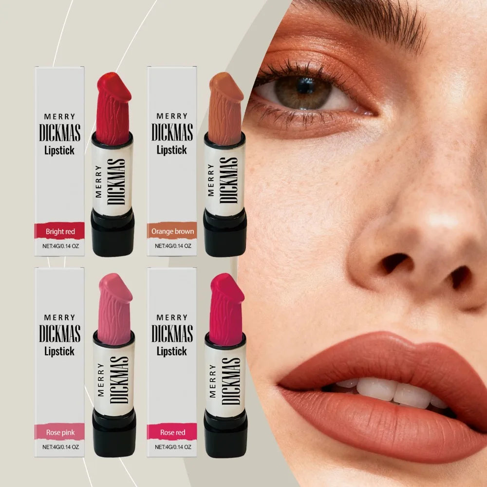 Lápiz Labial Secret Party Christmas, Lápiz Labial Mate de Larga Duración, Brillante, Sedoso, Suave como el Terciopelo, de Alta Pigmentación, Maquillaje Cosmético para Mujer