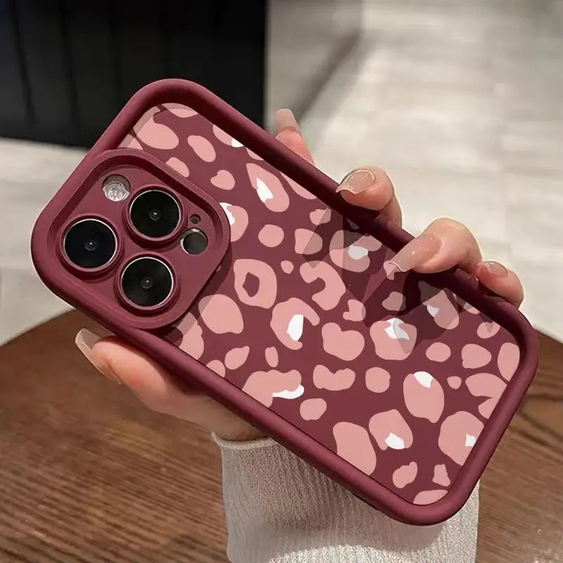 Funda de teléfono con estampado de leopardo rosa de pantalla completa para iPhone 16 15 14 13 12 11 Mini Pro Max X XR XSMax 6S 6 7 8 Plus SE20 Y2k