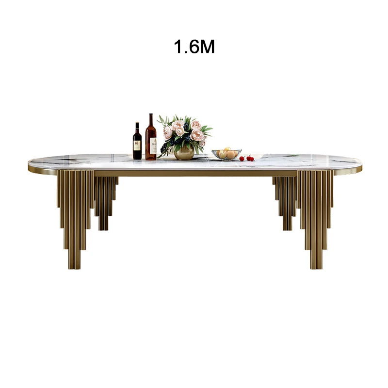 Juego de comedor de acero inoxidable, muebles para el hogar, mesa de comedor de mármol moderna