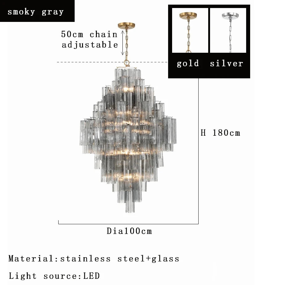 Lámparas de lujo, candelabro de cristal antracita, brillo dorado, regulable, lámpara de techo, iluminación para sala de estar, iluminación interior para el hogar