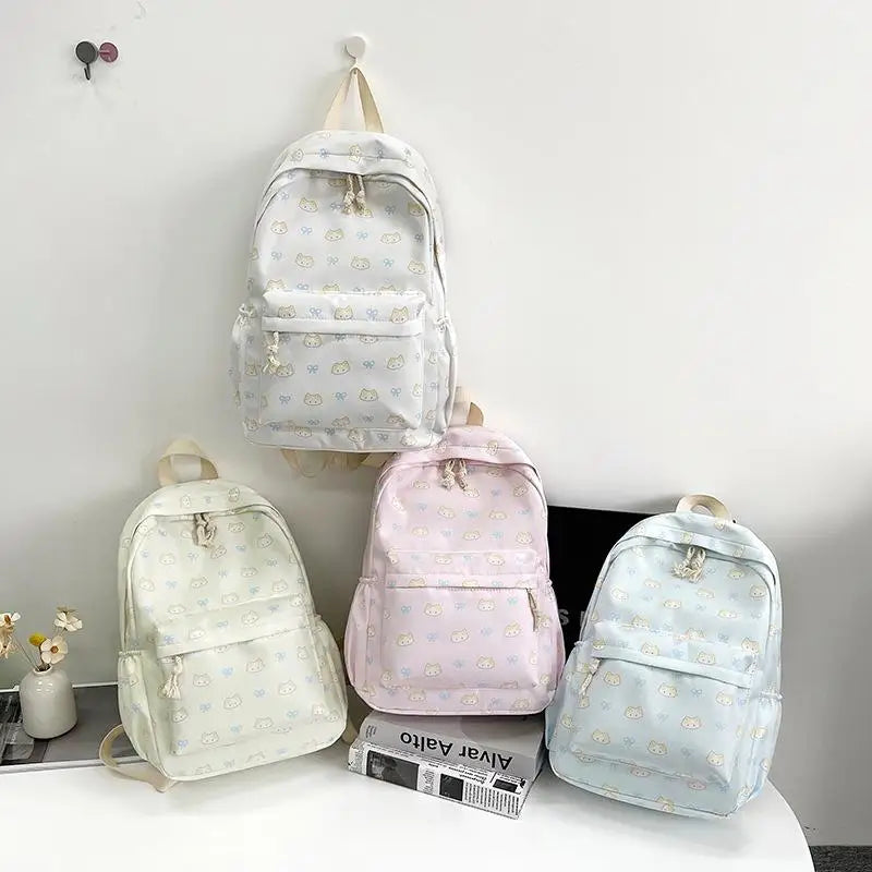 Mochila con estampado de gato de dibujos animados, mochila escolar para estudiantes de gran capacidad, bolso femenino delicado a la moda, bolsas de viaje portátiles, regalos