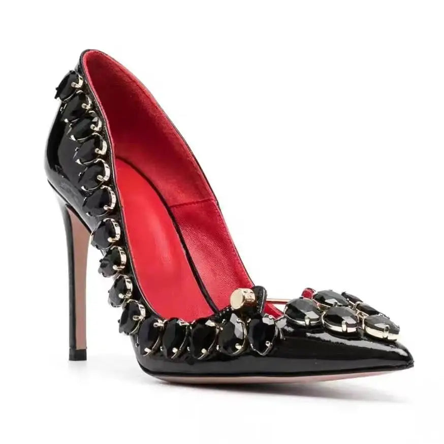 Zapatos de Tacón Alto con Decoración de Cristal y Metal para Mujer, Sandalias de Diseñador de Lujo para Clubes Nocturnos y Banquetes, 2026