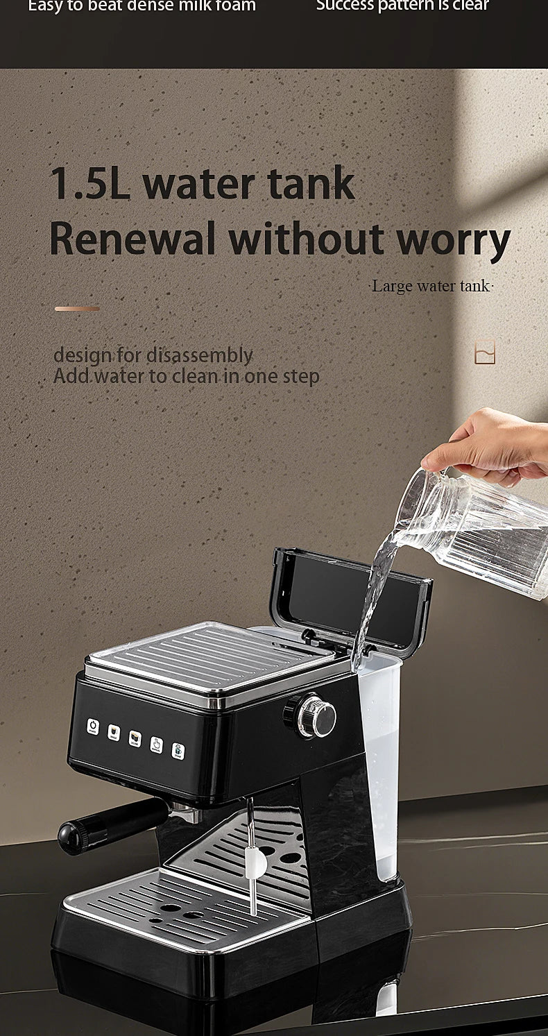 Cafetera Espresso de 20 Bares de Presión, Calentamiento Rápido en 20s, Extracción Automática, Espumador de Leche, Cafetera Barista para el Hogar, Tanque de Agua de 1.5L
