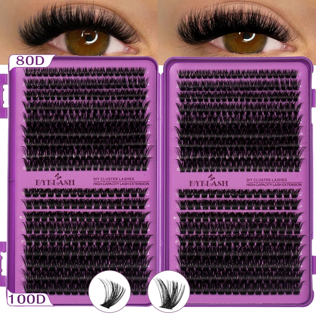 Extensiones de Pestañas Individuales con Curvatura D, Alta Capacidad, Densas, de 8-16 mm, Aptas para Diferentes Maquillajes, de Larga Duración