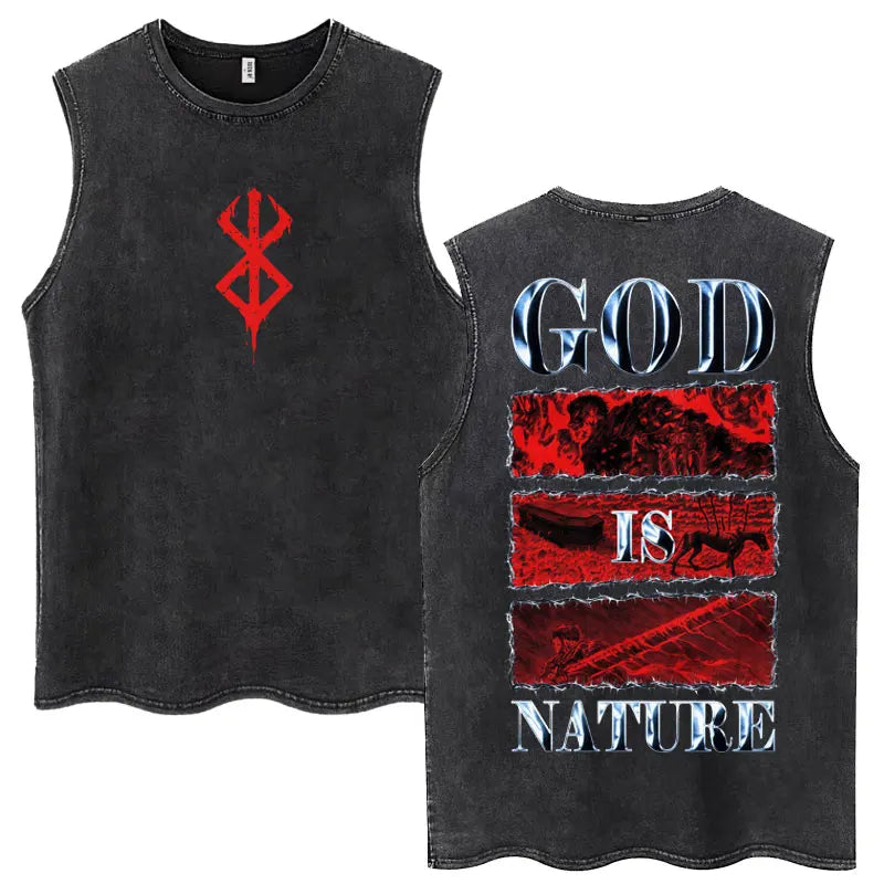 Camisetas sin mangas Harajuku lavadas de Anime Berserk Guts, camisetas Retro de Manga Gatsu Griffith Zodd, camisetas sin mangas, Camiseta de algodón Unisex de gran tamaño