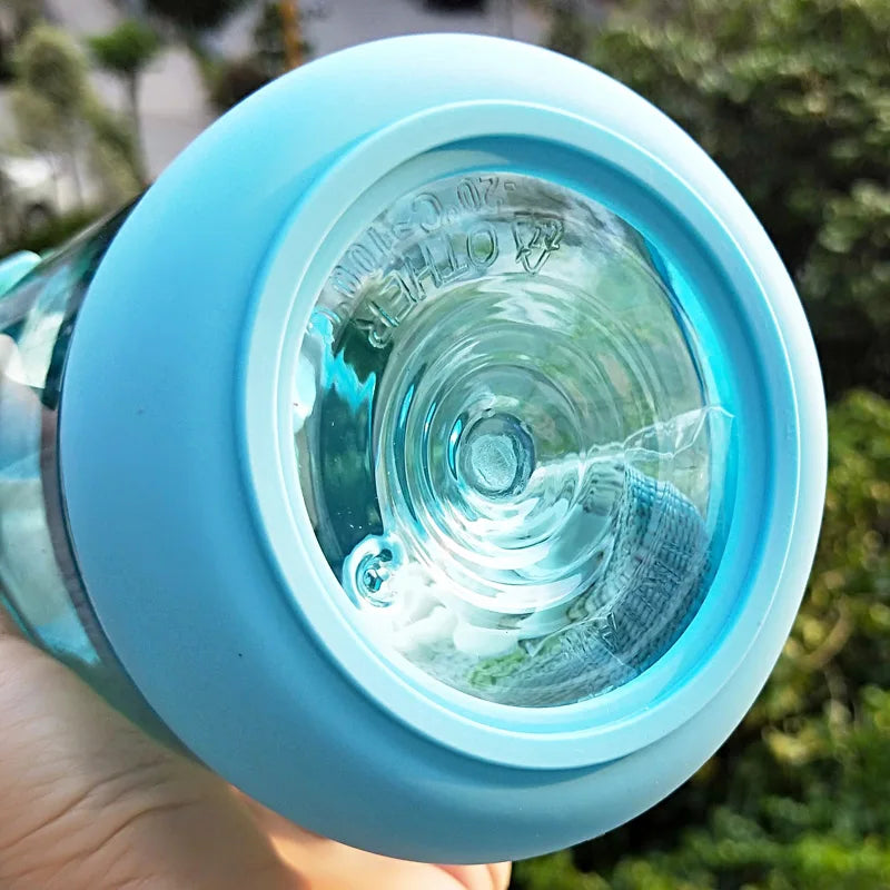 Liquidación: Precio al por mayor, botella de agua de plástico de 1L (1000ml) para deportes, senderismo, fitness y gimnasio, con pajita, para una vida saludable.