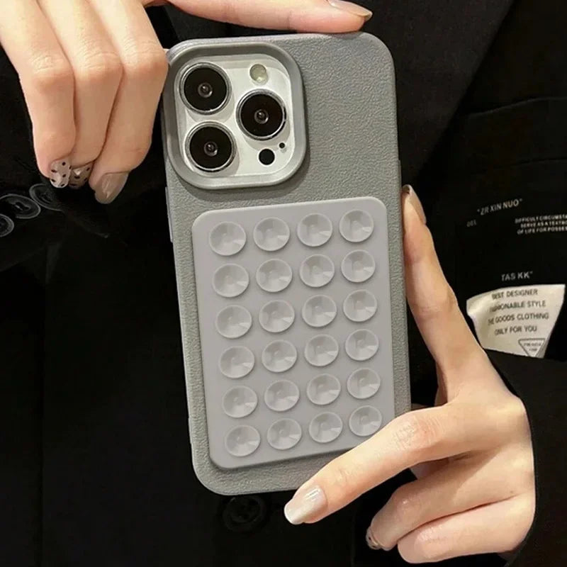 Funda para iPhone 17 16 15 Pro Plus 14 13 12 11 Pro Max, Antigolpes, de Lujo, con Soporte de Succión 3D, Diseño Litchi