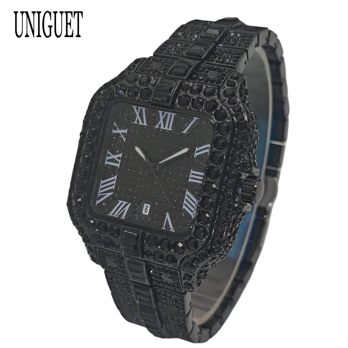 Reloj de pulsera de cuarzo cuadrado para hombre, joyería ostentosa de Hip Hop, marca UNIGUET, joyería ostentosa, moda novedosa, envío directo