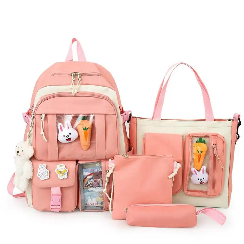 Mochila escolar Kawaii para niños y niñas, conjunto de 4 piezas, mochilas escolares para adolescentes y niñas