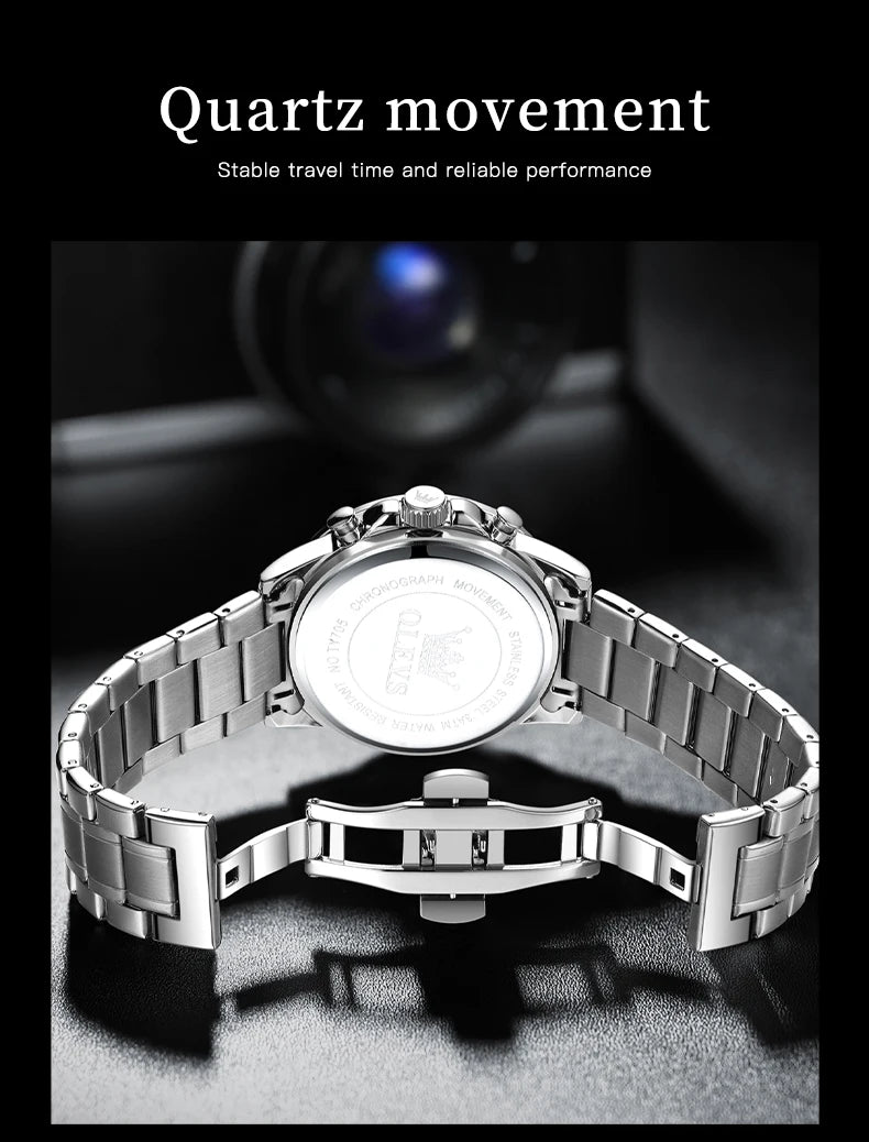 Reloj OLEVS TY705 para Hombre, Reloj de Cuarzo Luminoso de Lujo a Prueba de Agua, Reloj Multifuncional con Cronómetro, Reloj Deportivo Original Exclusivo para Hombre