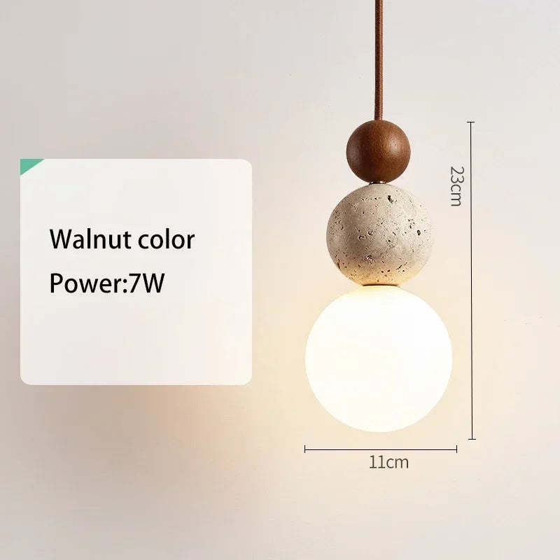 Luma-luces colgantes de travertino amarillo estilo crema, lámparas colgantes de madera de piedra natural para dormitorio, mesita de noche, restaurante, isla de cocina